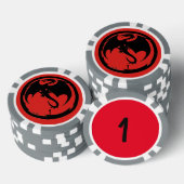 Zwart Dragon rood grijs 1 gestreepte poker chip (Opstapeling)