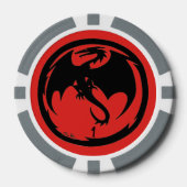 Zwart Dragon rood grijs 1 gestreepte poker chip (Voorkant)