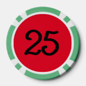 Zwart Dragon rood groen 25 gestreepte poker chip (Achterkant)