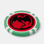 Zwart Dragon rood groen 25 gestreepte poker chip (Enkel)