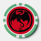 Zwart Dragon rood groen 25 gestreepte poker chip (Voorkant)