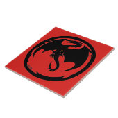 Zwart dragon Rood, groot tegel Tegeltje (Zijkant)