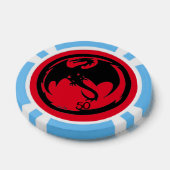 Zwart Dragon rood lt blauw 50 gestreepte poker chi Chips (Enkel)