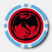 Zwart Dragon rood lt blauw 50 gestreepte poker chi Chips (Voorkant)