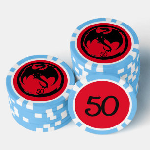 Zwart Dragon rood lt blauw 50 gestreepte poker chi Poker Chips
