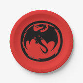 Zwart Dragon rood papier borden Papieren Bordje (Voorkant)