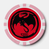 Zwart Dragon rood roze 1000 gestreepte pokerchip (Voorkant)