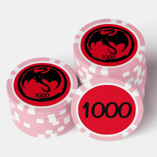 Zwart Dragon rood roze 1000 gestreepte pokerchip