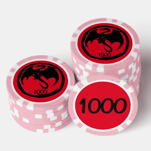 Zwart Dragon rood roze 1000 gestreepte pokerchip (Opstapeling)