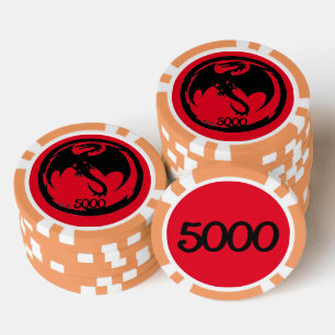 Zwart Dragon rood sinaasappel 5000 gestreepte poke Poker Chips