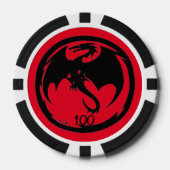Zwart Dragon rood zwart 100 gestreepte poker chip (Voorkant)