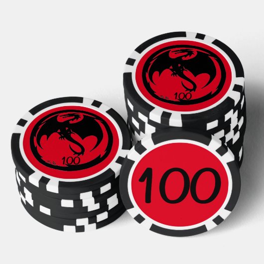 Zwart Dragon rood zwart 100 gestreepte poker chip (Opstapeling)