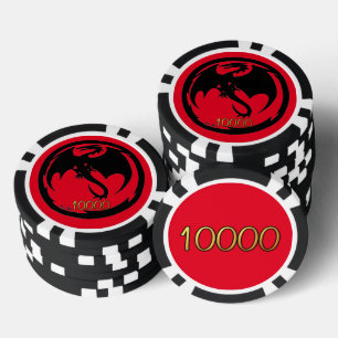 Zwart Dragon rood zwart goud 10K streep poker chip