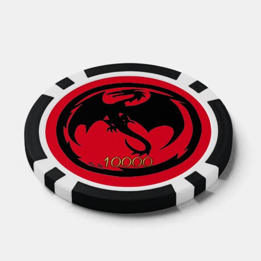 Zwart Dragon rood zwart goud 10K streep poker chip (Enkel)