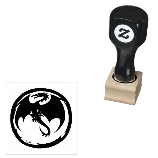 Zwart Dragon rubber stempel (Gestempeld)