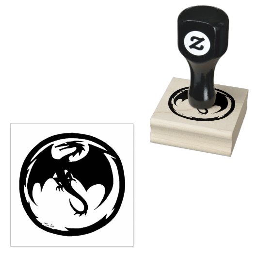 Zwart Dragon rubberstempel (Gestempeld)