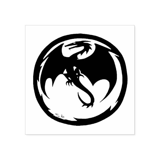 Zwart Dragon rubberstempel (Afrduk)