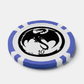 Zwart Dragon wit blauw 10 gestreepte poker chip (Enkel)