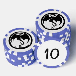 Zwart Dragon wit blauw 10 gestreepte poker chip