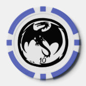 Zwart Dragon wit blauw 10 gestreepte poker chip (Voorkant)