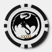 Zwart Dragon wit blk goud 10K streep poker chip (Voorkant)