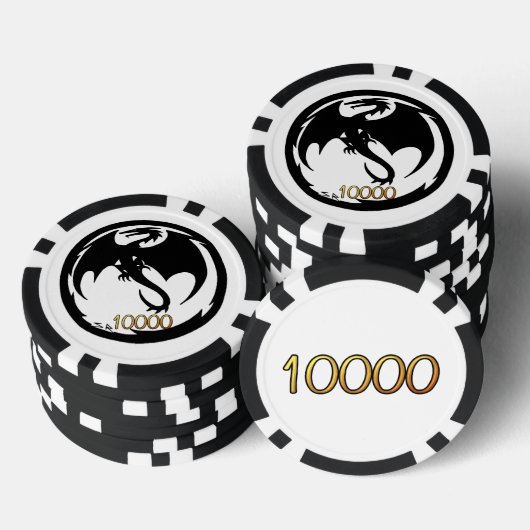 Zwart Dragon wit blk goud 10K streep poker chip (Opstapeling)