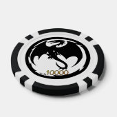 Zwart Dragon wit blk goud 10K streep poker chip (Enkel)