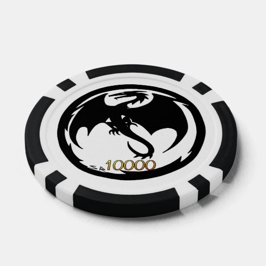 Zwart Dragon wit blk goud 10K streep poker chip (Enkel)