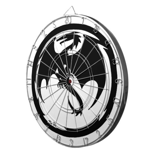 Zwart Dragon wit dartboard Dartbord (Voorkant Rechts)