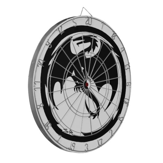 Zwart Dragon wit dartboard Dartbord (Voorkant Links)