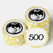 Zwart Dragon wit geel 500 gestreepte poker chip (Opstapeling)