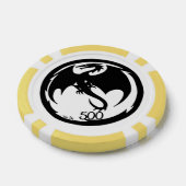 Zwart Dragon wit geel 500 gestreepte poker chip (Enkel)