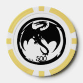 Zwart Dragon wit geel 500 gestreepte poker chip (Voorkant)
