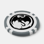 Zwart Dragon wit grijs 1 gestreepte poker chip (Enkel)