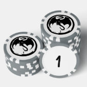 Zwart Dragon wit grijs 1 gestreepte poker chip (Opstapeling)