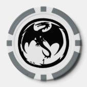 Zwart Dragon wit grijs 1 gestreepte poker chip (Voorkant)