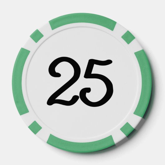Zwart Dragon wit groen 25 gestreepte poker chip (Achterkant)