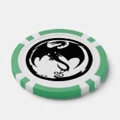 Zwart Dragon wit groen 25 gestreepte poker chip (Enkel)