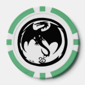 Zwart Dragon wit groen 25 gestreepte poker chip (Voorkant)