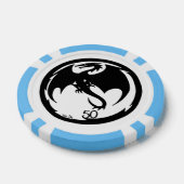 Zwart Dragon wit lt blauw 50 gestreepte poker chip (Enkel)