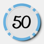 Zwart Dragon wit lt blauw 50 gestreepte poker chip (Achterkant)