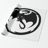 Zwart Dragon wit mat inpakpapier groot (Uitgerold)