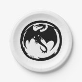 Zwart Dragon wit papier borden Papieren Bordje (Voorkant)