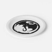 Zwart Dragon wit papier borden Papieren Bordje (Gekanteld)