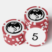 Zwart Dragon wit rood 5 gestreepte poker chip (Opstapeling)