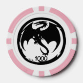 Zwart Dragon wit roze 1000 gestreepte pokerchip (Voorkant)