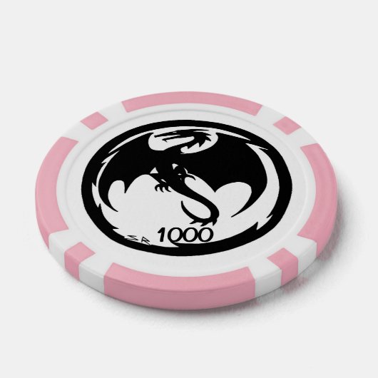 Zwart Dragon wit roze 1000 gestreepte pokerchip (Enkel)