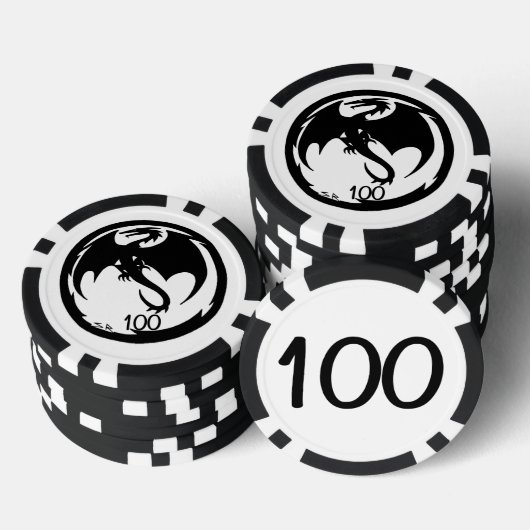 Zwart Dragon wit zwart 100 gestreepte poker chip (Opstapeling)