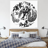 Zwart dragon Wrapped Canvas (Insitu (Slaapkamer))