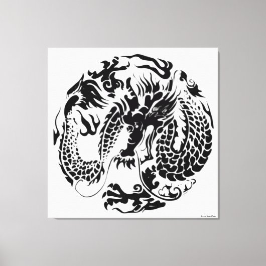 Zwart dragon Wrapped Canvas (Voorkant)